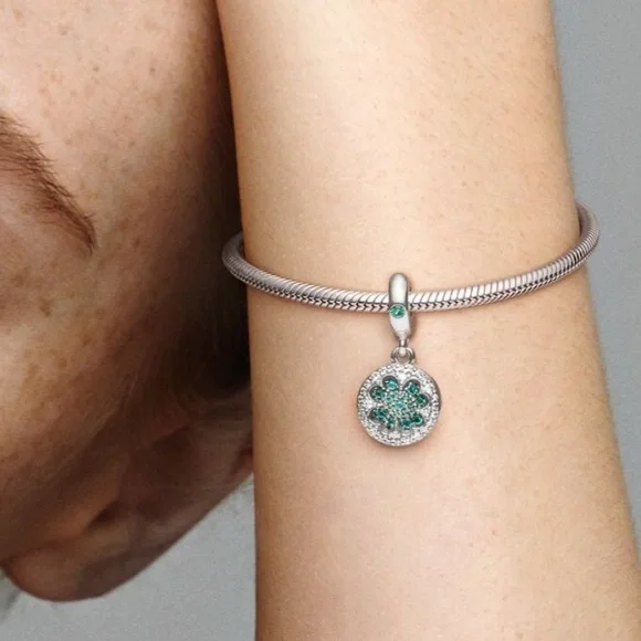 NWOT Lucky Four Leaf Clover Dangle Charm Sterling Silver 925 - Picture 5 of 15